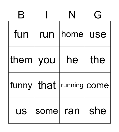 Phonics bingo Card