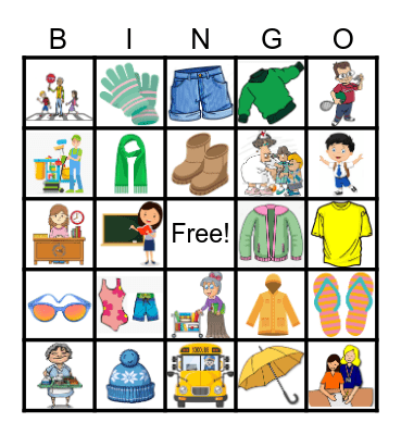 Seasonal Clothes/The School Bingo Card