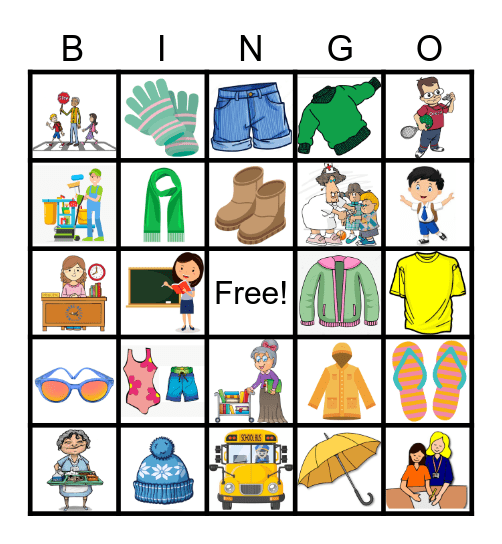 Seasonal Clothes/The School Bingo Card