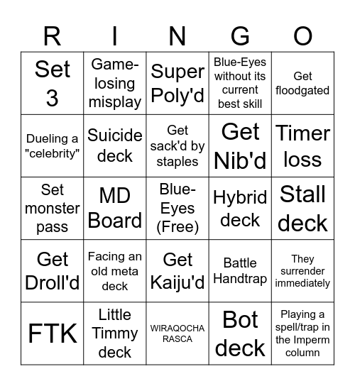 KCC Stuff Bingo Card