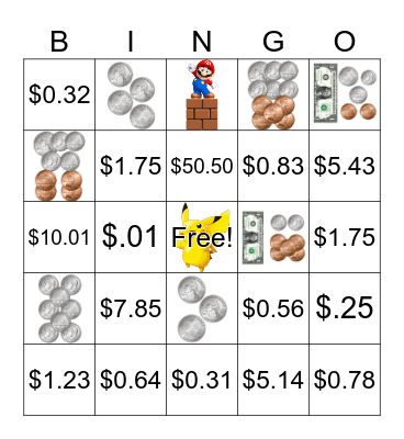 MONEY Bingo Card