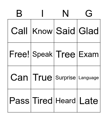 “That-clause” Bingo Card