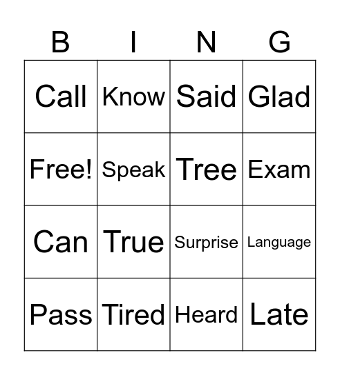 “That-clause” Bingo Card