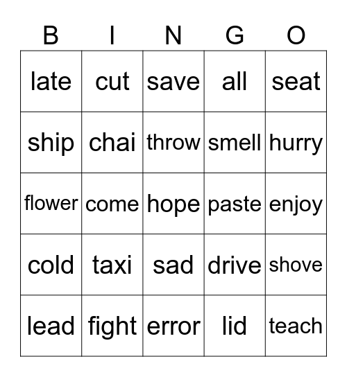 Synonyms 1 Bingo Card