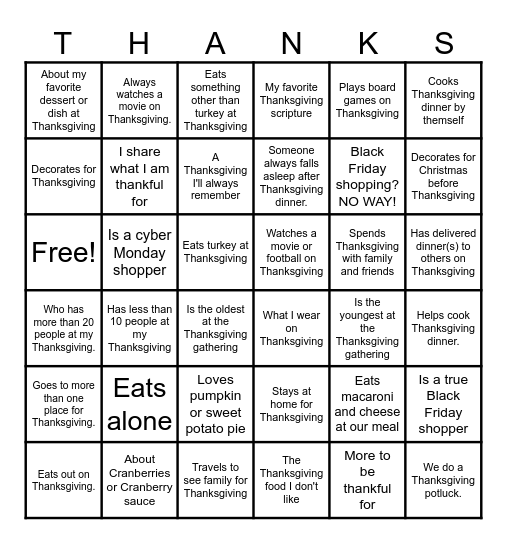 GRATITUDE CARD Bingo Card