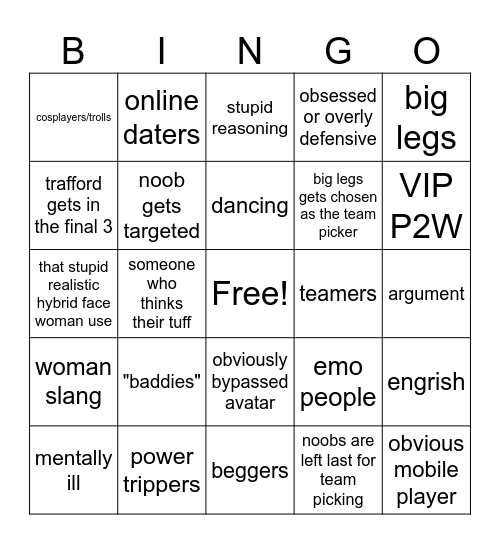 Outlaster Bingo Card
