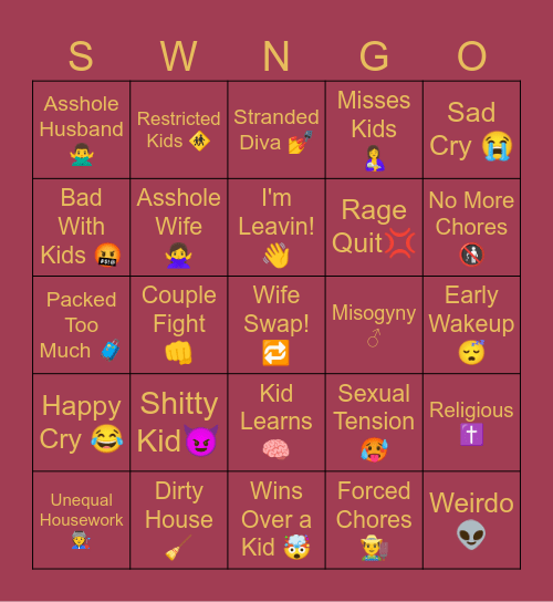 Actual SWINGO Bingo Card