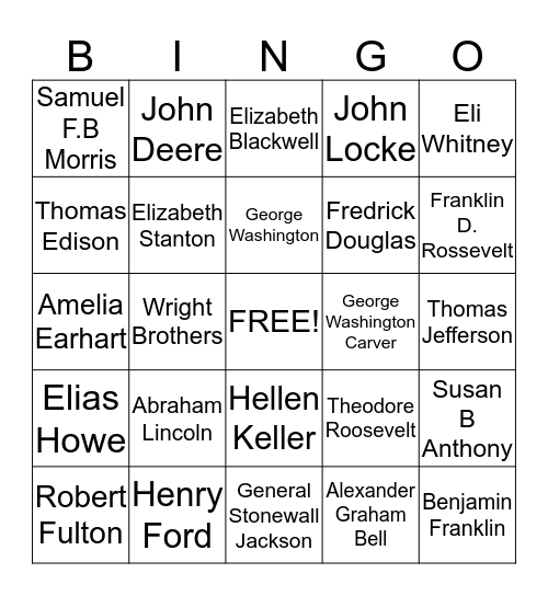 Famous People in America Bingo Card