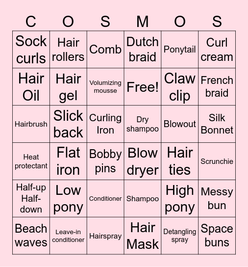 Cosmetology Club Hair Bingo Card