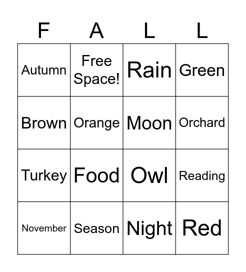 ASL Bingo Card