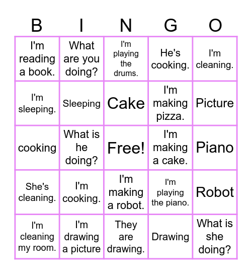 L10: I'm cooking Bingo Card