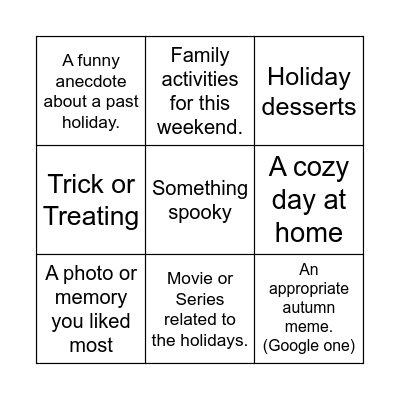 Halloween Small Talk Bingo Card