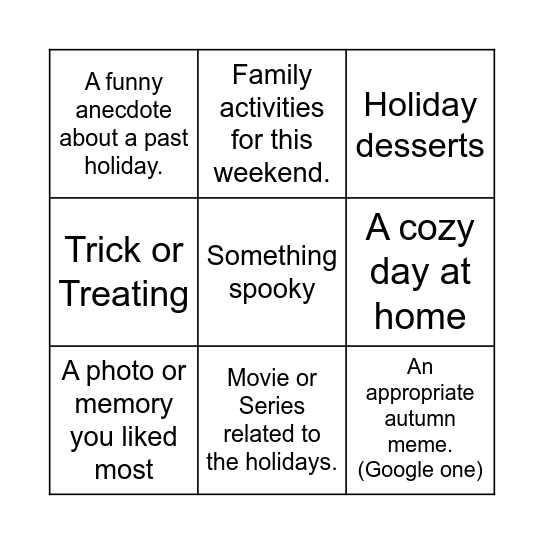 Halloween Small Talk Bingo Card