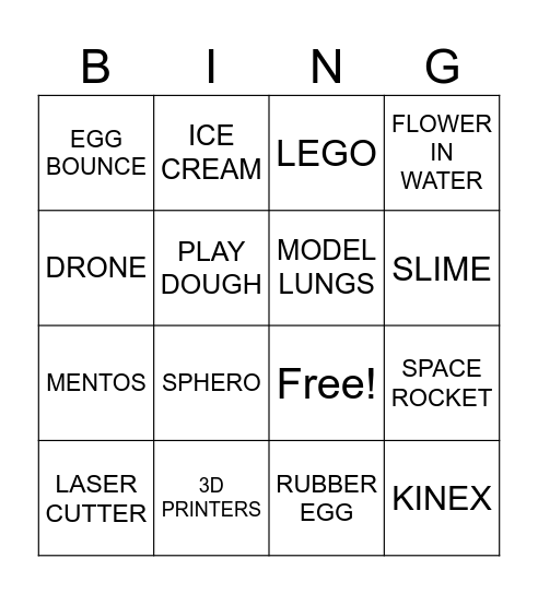 STEM EVENT Bingo Card