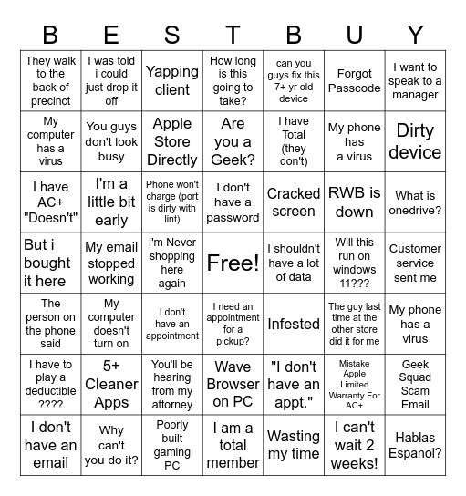 Geek Squad Bingo :3 Bingo Card