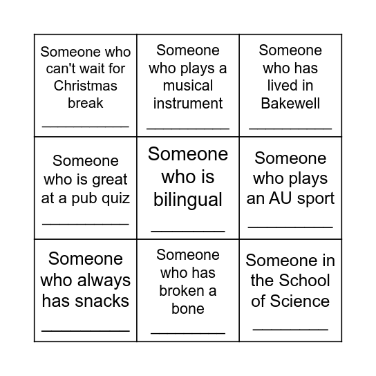 Mingle2.0 - People bingo Card