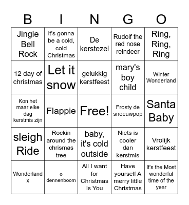 Kerstliedjes bingo Card