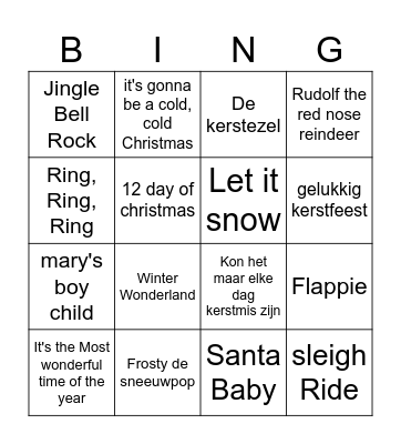 Kerstliedjes bingo Card