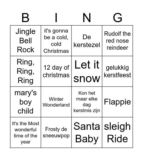 Kerstliedjes bingo Card