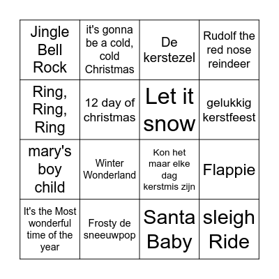 Kerstliedjes bingo Card