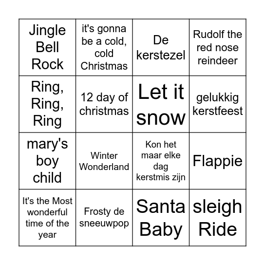 Kerstliedjes bingo Card