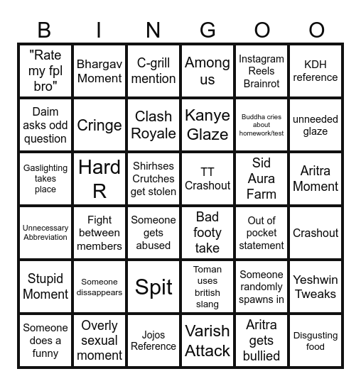 Group Bingo Card