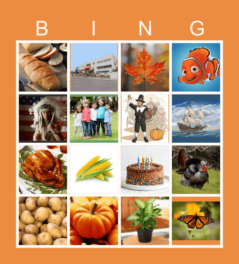 THANKSGIVING Bingo Card