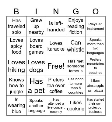 find someone who… Bingo Card