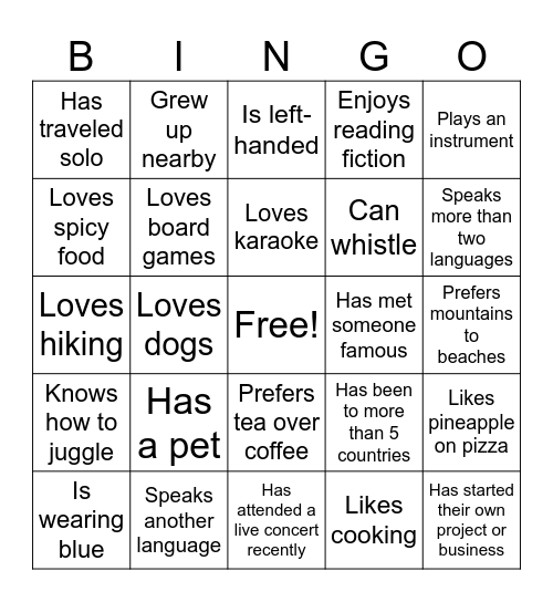 find someone who… Bingo Card