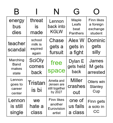 WHAT WILL HAPPEN BY SENIOR YEAR Bingo Card
