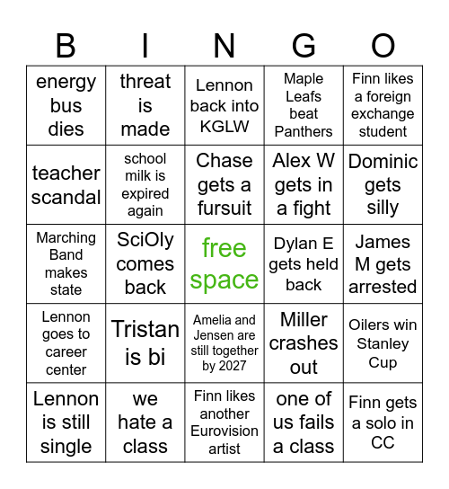 WHAT WILL HAPPEN BY SENIOR YEAR Bingo Card