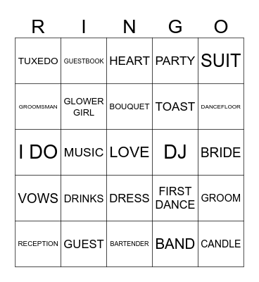 WEDDING BINGO Card