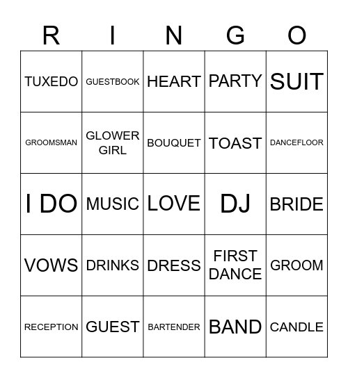 WEDDING BINGO Card