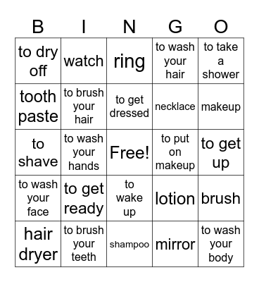 Daily Routine Bingo Card