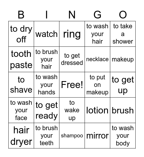 Daily Routine Bingo Card