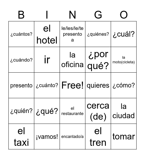 Que Chevere 1 3A Bingo Card
