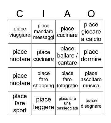 TROVA QUALCUNO... Bingo Card