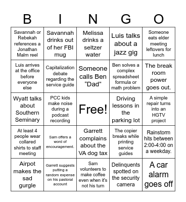 Fall 2025 Bingo Card
