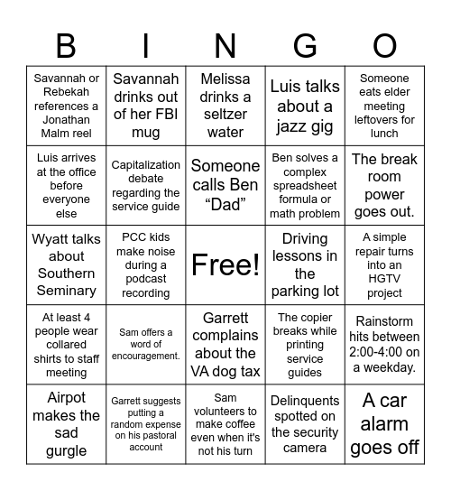 Fall 2025 Bingo Card