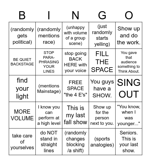 Doc Speeches Bingo ITW Edition Bingo Card