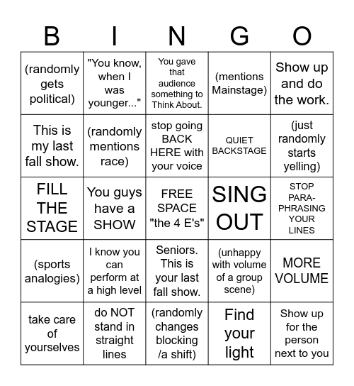 Doc Speeches Bingo Card