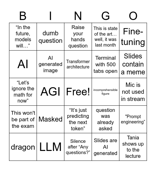 Gen AI Bingo Card