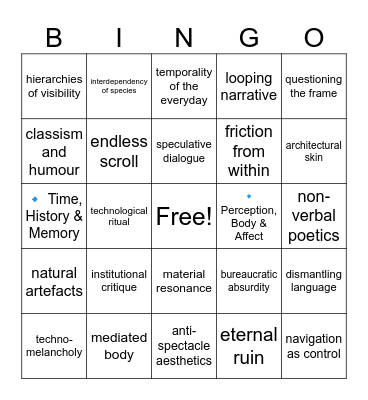 Artspeak BINGO! Bingo Card