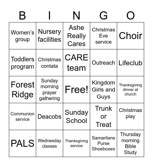Midway Bingo Card