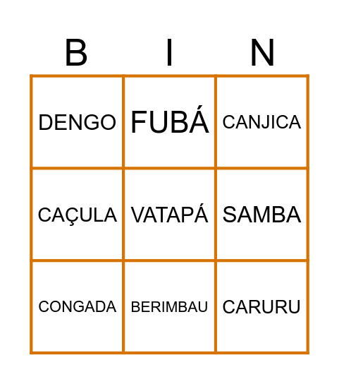 Elementos afro-brasileiros (Dia da consciência negra) Bingo Card
