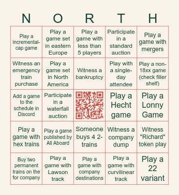 18North Bingo Card
