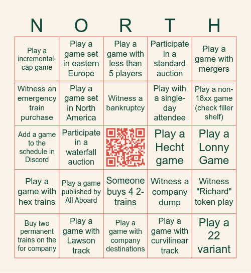 18North Bingo Card