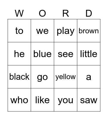 Heart Word BINGO (1-13) Bingo Card
