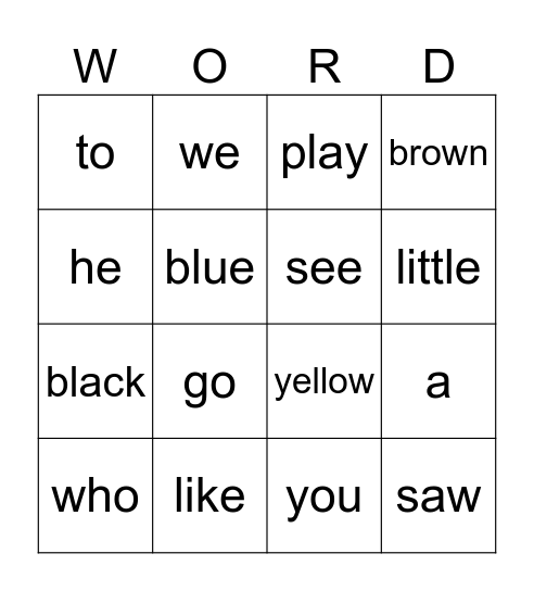 Heart Word BINGO (1-13) Bingo Card