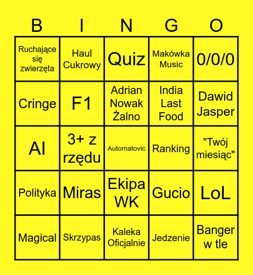 TIKTOCZKI Bingo Card